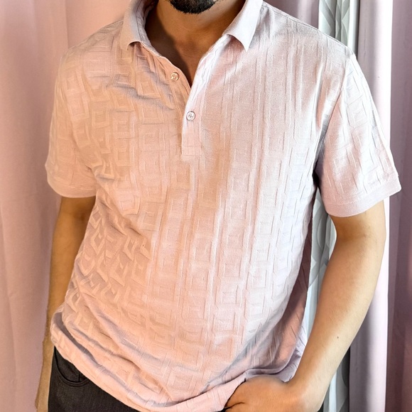 Express Other - Express Light Pink Textured Polo Shirt